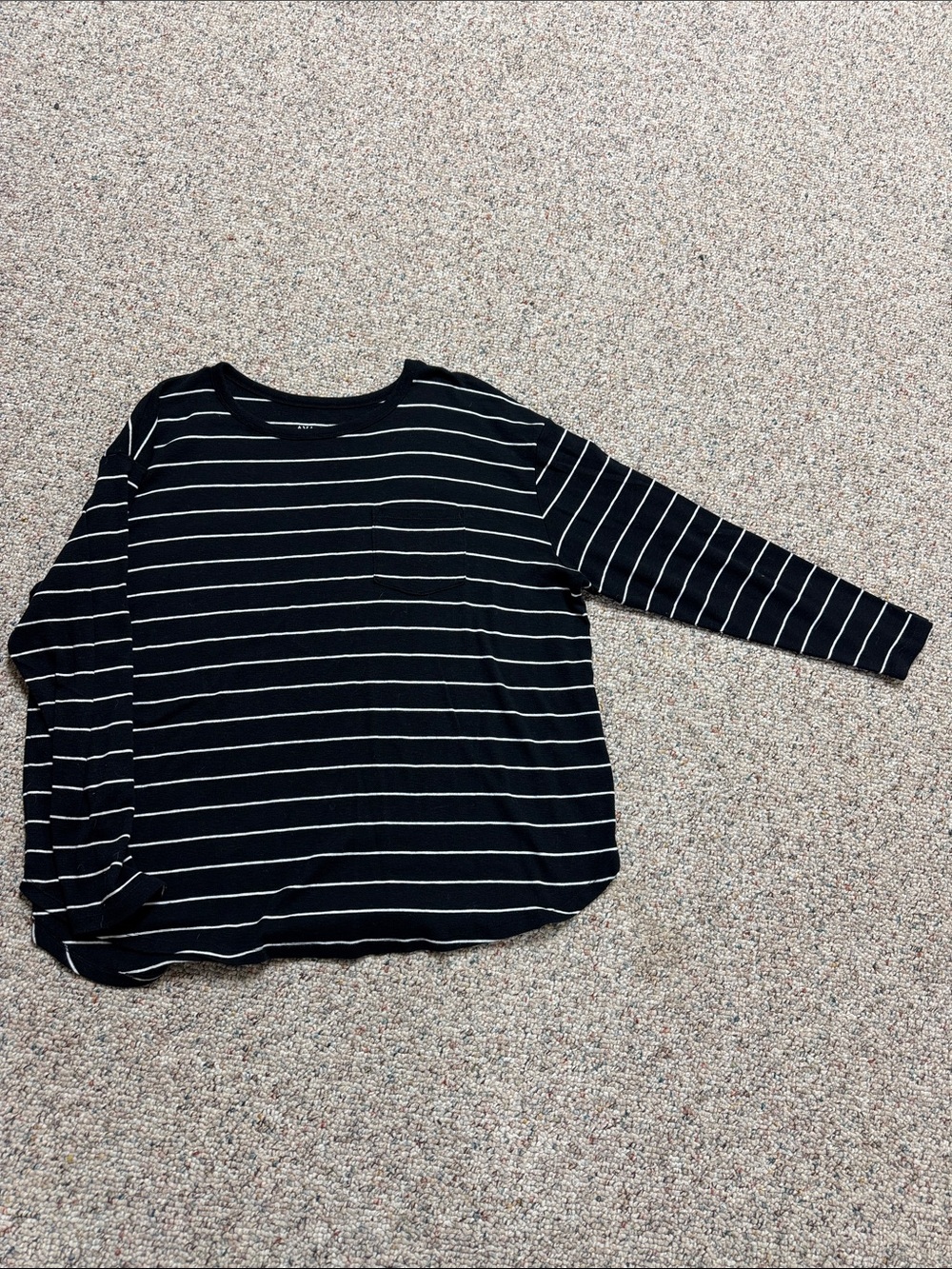 Ava & Viv Black and White Striped Long Sleeve Tee